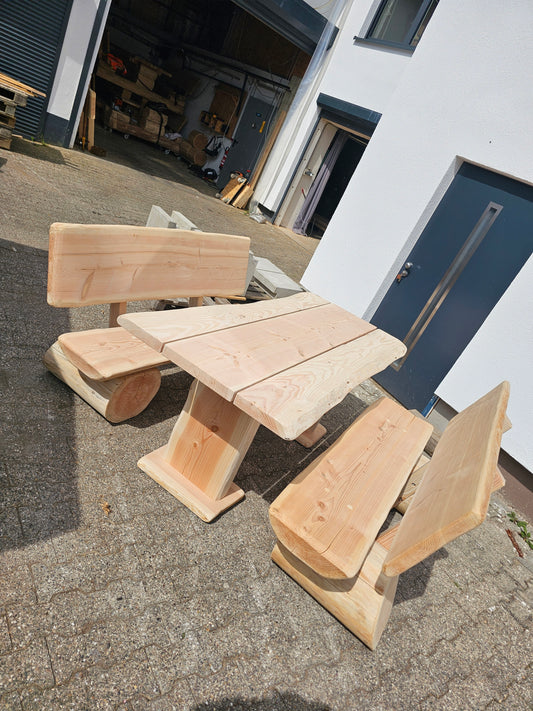 Baumstamm Sitzgruppe 180cm ( Bank + Tisch + Bank )