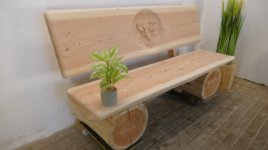 Baumstammbank 3D Hirsch 183cm (036)