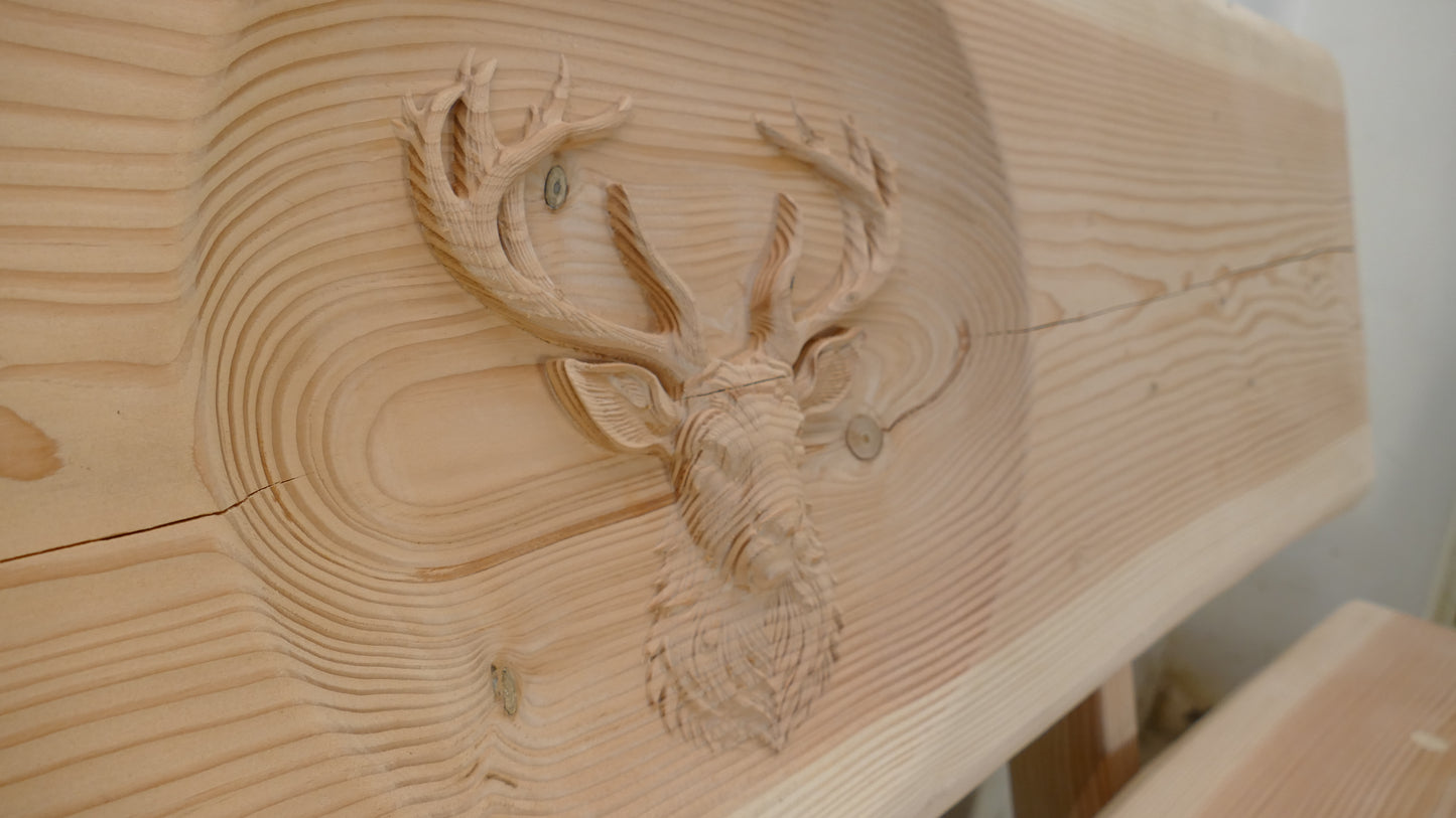 Baumstammbank 3D Hirsch 183cm (036)