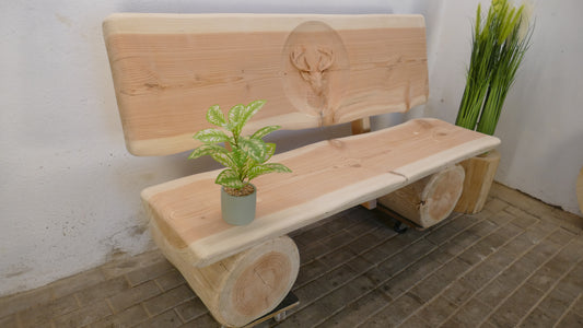 Baumstammbank 3D Hirsch 169cm (032)