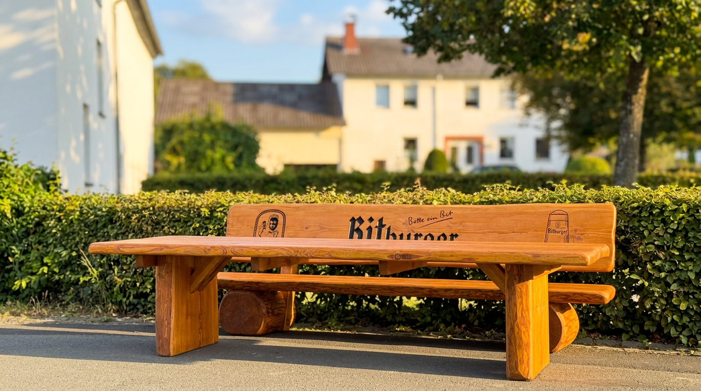 Restaurant-Terrasse mit Massivholz-Bänken